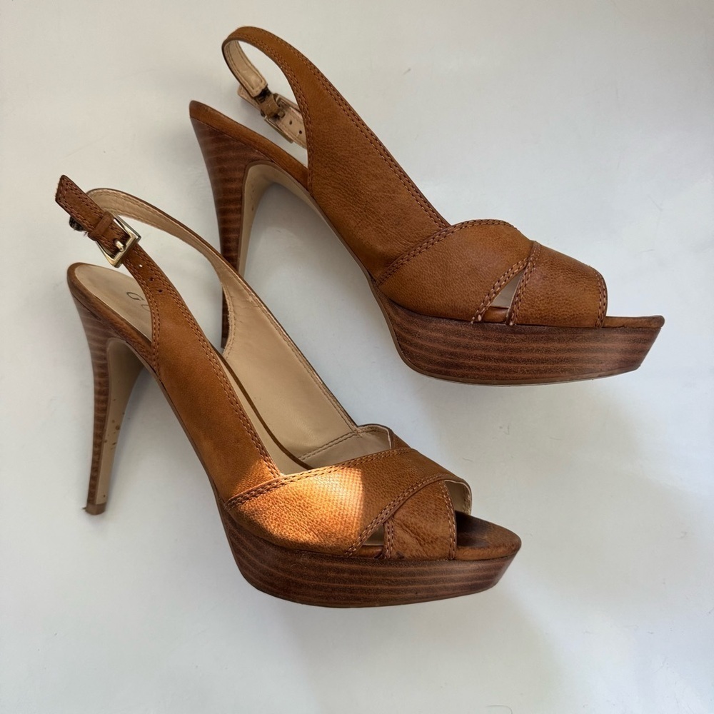 Brown Stiletto Heels with Platform and Slingback